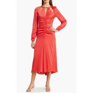 NWT Veronica Beard Fayla Chain-Detail Midi Dress in Watermelon